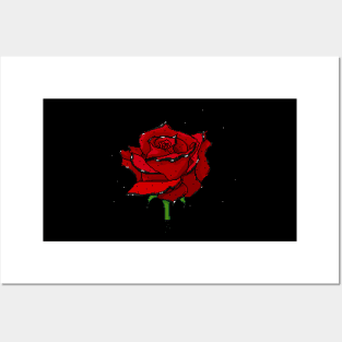 Glitter Rose (Red) Posters and Art